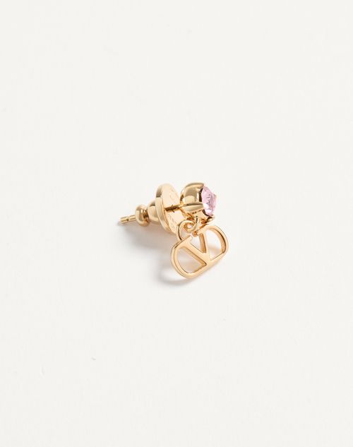 Valentino Garavani - Vlogo Signature Earrings In Metal And Swarovski® Crystals - Gold/light Pink - Woman - Jewellery