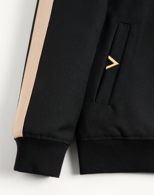 Valentino - Valentino Nylon Sweatshirt With Vgold - Black/butter - Man - T-shirts And Sweatshirts