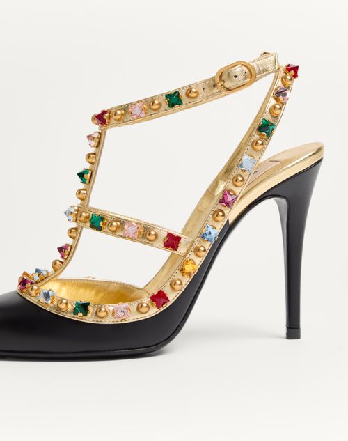Rockstud Calfskin Pumps With Cabochon And 100mm Crystals for Rockstud Calfskin Pumps With Cabochon And 100mm Crystals for