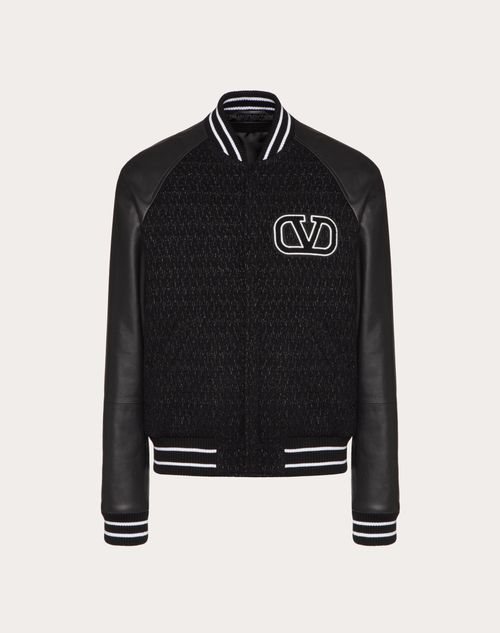 Valentino - Vロゴ シグネチャー ツイード X レザー ボンバージャケット - ブラック - 男性 - ジャケット＆ダウン