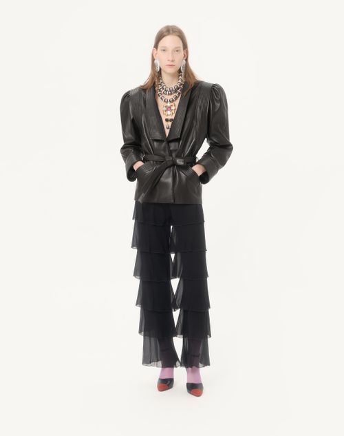 Valentino - Trousers In Light Georgette - Black - Woman - Trousers And Shorts