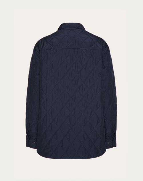 Valentino - Quilted Nylon Shirt Jacket With Rockstud Untitled Studded Leather Pocket - Navy - Man - Outerwear