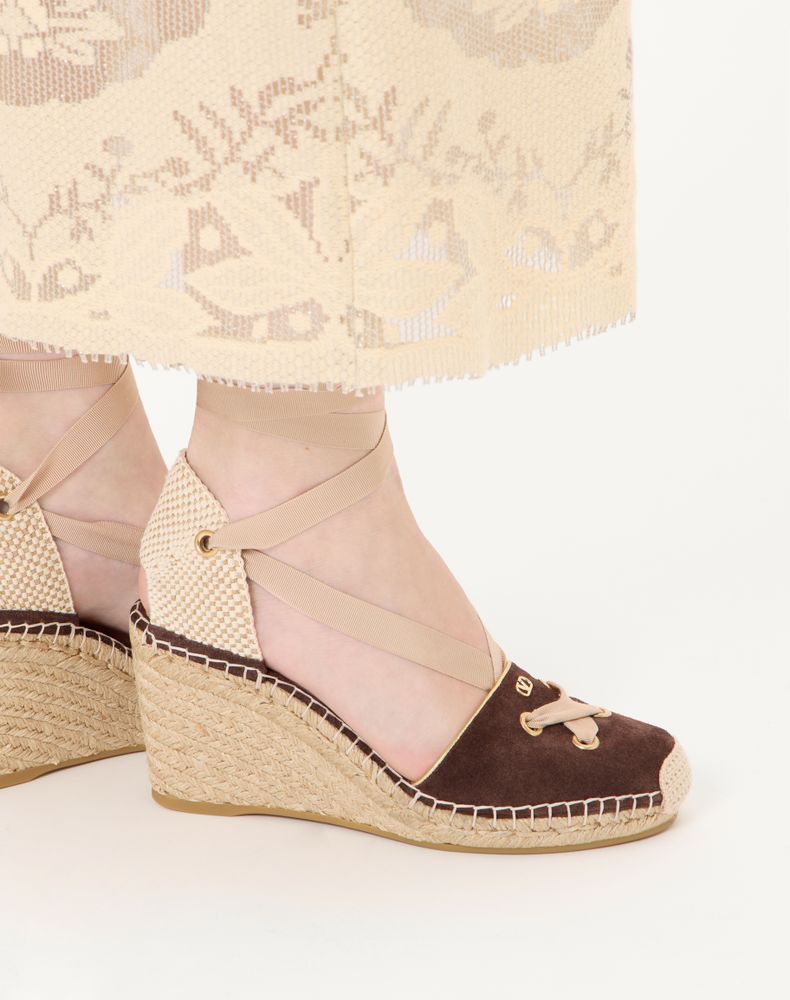 Valentino Garavani Resort Wedge In Split Leather 75Mm Woman Ebony 39