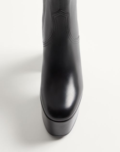 Valentino Garavani - Fawcette Platform Ankle Boot In Stretch Nappa 120mm - Black - Woman - Boots And Ankle Boots
