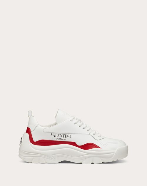 Gumboy Sneaker In Calfskin for in White/pure Red | Valentino US
