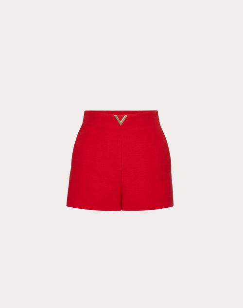 Crepe Couture V Gold Shorts for Woman in Red Valentino PT