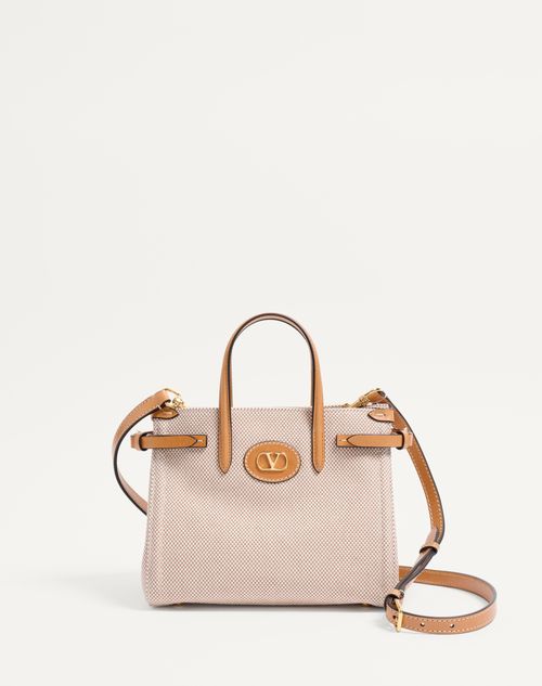 Valentino Garavani - Valentino Garavani Antibes Small Canvas Shopping Bag - Natural/tobacco - Woman - Totes