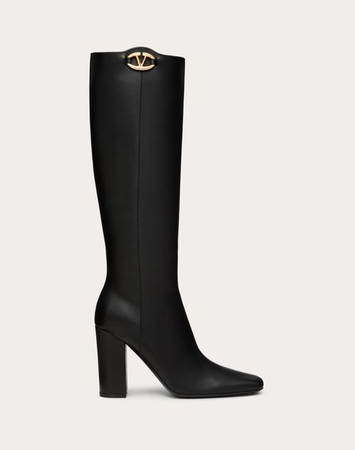 Valentino Garavani - Vlogo The Bold Edition Boot In Calfskin 100mm - Black - Woman - Boots&booties - Shoes