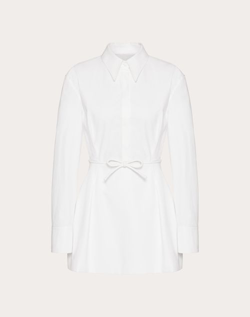 Valentino - Vestido Corto De Compact Popeline - Blanco - Mujer - Vestidos