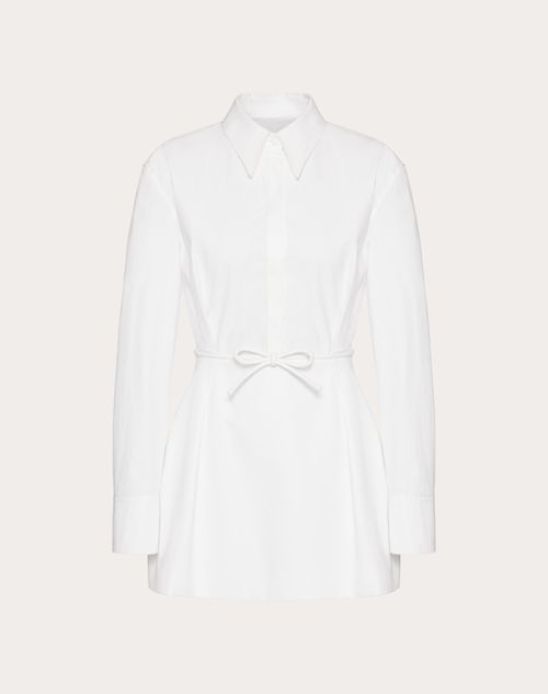 Valentino - Robe Courte En Popeline Compacte - Blanc - Femme - Robes