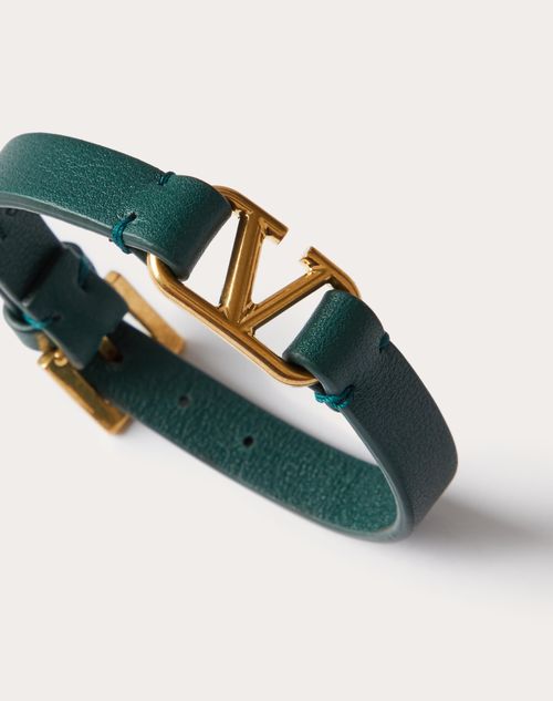 Valentino Garavani - Vlogo Signature Calfskin Bracelet - English Green - Man - Bracelets