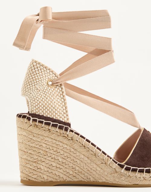 Valentino Garavani - Resort-keilabsatz Aus Spaltleder 75mm - Ebenholz - Frau - Espadrilles Und Wedges