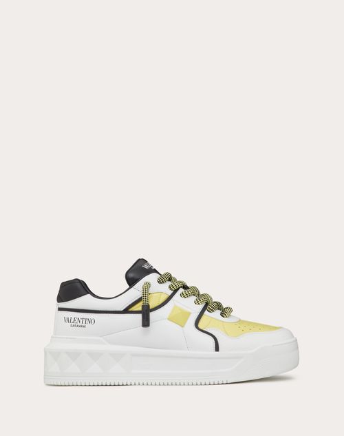 Valentino Garavani - One Stud Xl Nappa Leather Low-top Sneaker - White/black/light Yellow - Man - Trainers