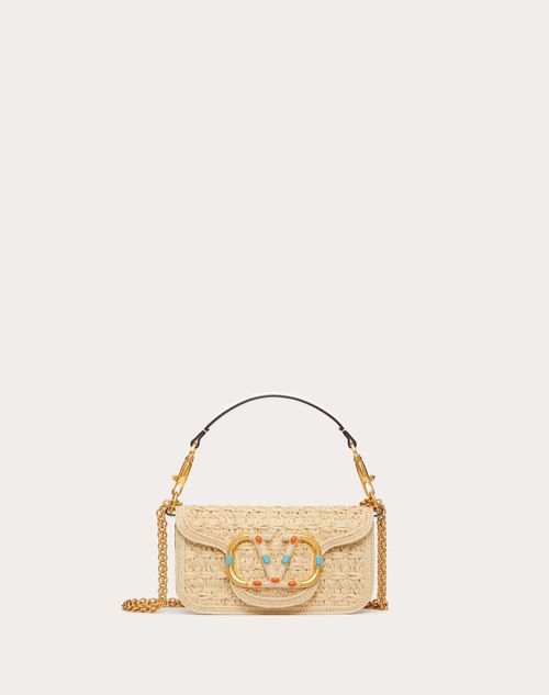 Valentino Garavani - Bolso Pequeño Valentino Garavani Locò De Rafia Con El Logotipo De Joyería - Natural/coral/turquesa - Mujer - Bolsos De Hombro