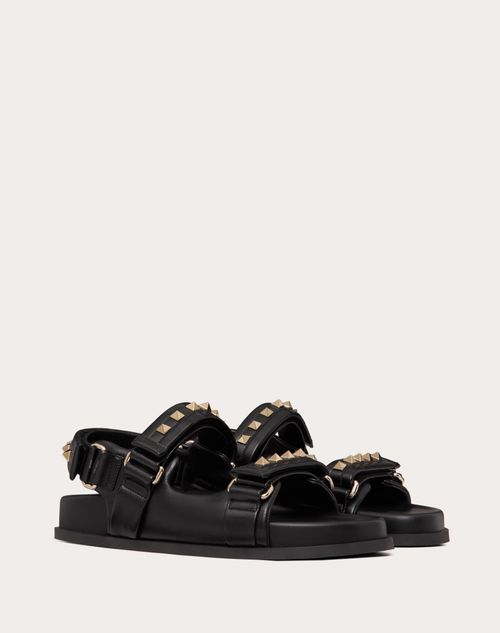 Valentino Garavani - Rockstud Flat Sandal In Nappa Leather - Black - Woman - Shoes