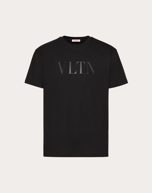 Valentino - Cotton Crewneck T-shirt With Vltn Print - Black - Man - Tshirts And Sweatshirts