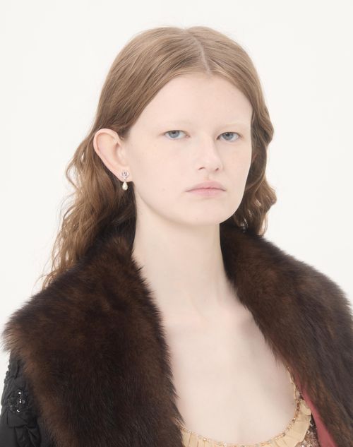 Valentino Garavani - Ovalette Earrings In Metal, Pearls And Swarovski® Crystals - Rhodium - Woman - Accessories