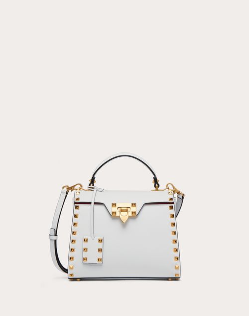 Valentino Garavani - Small Rockstud Grainy Calfskin Handbag - Optic White - Woman - Woman Sale