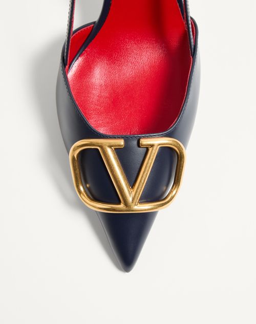 Valentino Garavani - Vlogo Signature Calfskin Slingback Pump 80mm / 3.15 In. - Black - Woman - Pumps
