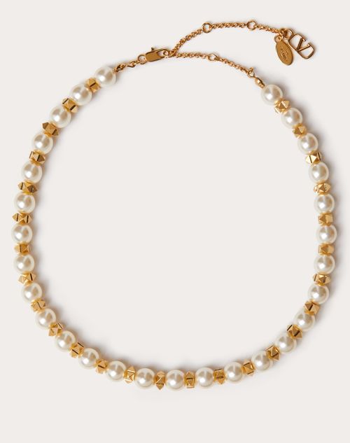 Valentino Garavani - Vロゴ シグネチャー メタル X スワロフスキー®パールビーズ チョーカー - ゴールド - ウィメンズ - ジュエリー