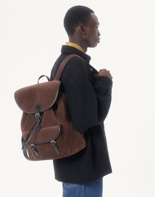 Valentino Garavani - Zaino Valentino Garavani Antibes In Suede - Testa Di Moro - Uomo - Zaini