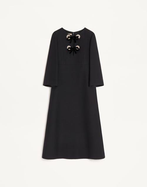 Valentino - Abito Midi In Crepe Couture - Nero/silver - Donna - Promozioni Private Abbigliamento Donna