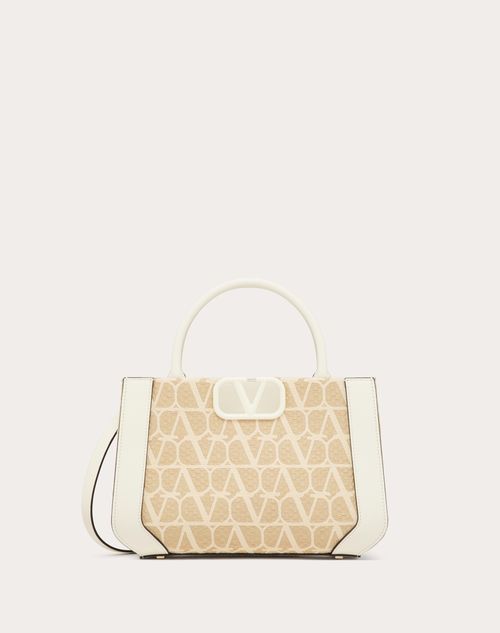 Valentino Garavani - Toile Iconographe Small Raffia Shopping Bag - Natural/ivory - Woman - All About Logo