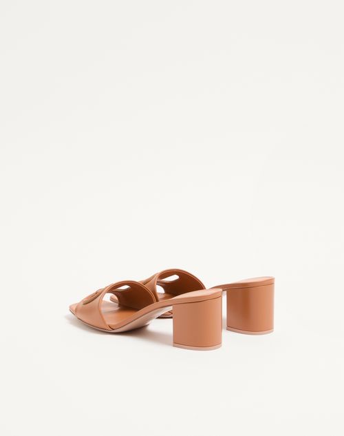 Valentino Garavani - Vlogo Cut-out Slide Sandal In Calfskin 60mm - Beige - Woman - Sandals