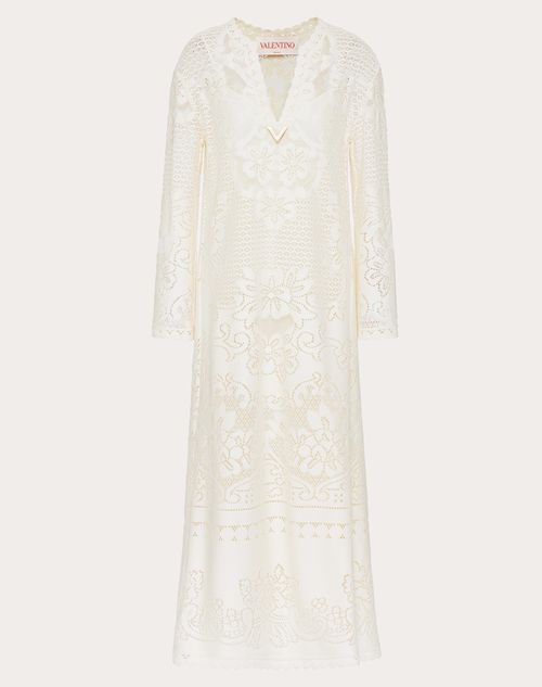 Valentino - Vgold Cotton Lace Kaftan Dress - Almond - Woman - Dresses