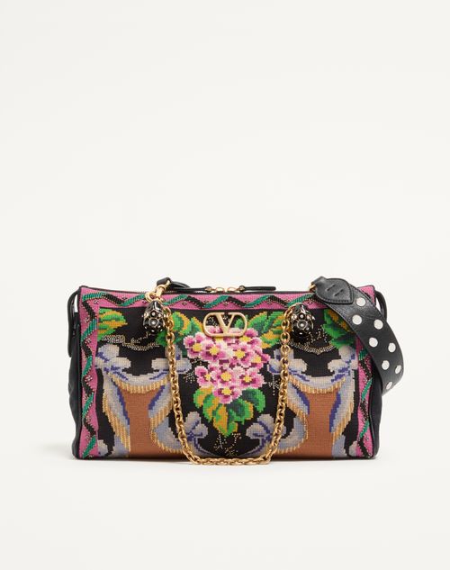 Valentino Garavani - Borsa Media A Spalla Valentino Garavani Panthea Ricamata - Nero/multicolor - Donna - Borse A Spalla