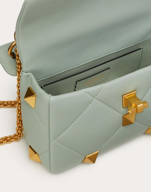 Valentino Garavani - Online Exclusive Small Roman Stud The Shoulder Bag In Nappa With Chain - Water Green - Woman - Shoulder Bags