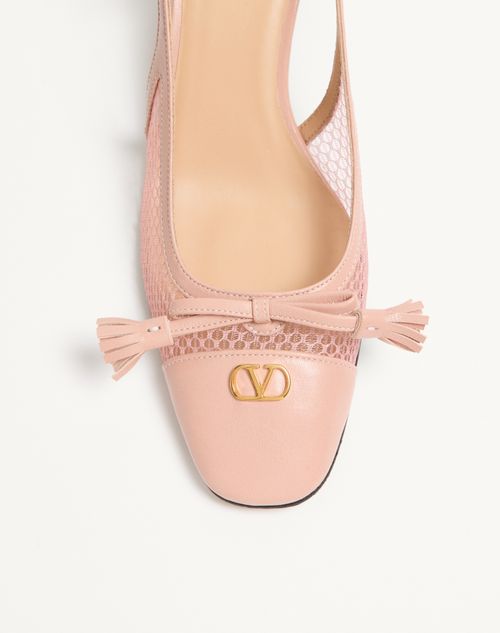 Valentino Garavani - Valet Du Roi Slingback Pump In Mesh And Kidskin 60mm - Pink - Woman - Pumps