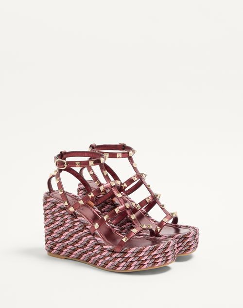 Valentino Garavani - Rockstud Wedge Sandal In Laminated Nappa With 95mm Straps - Multicolor - Woman - Espadrilles And Wedges