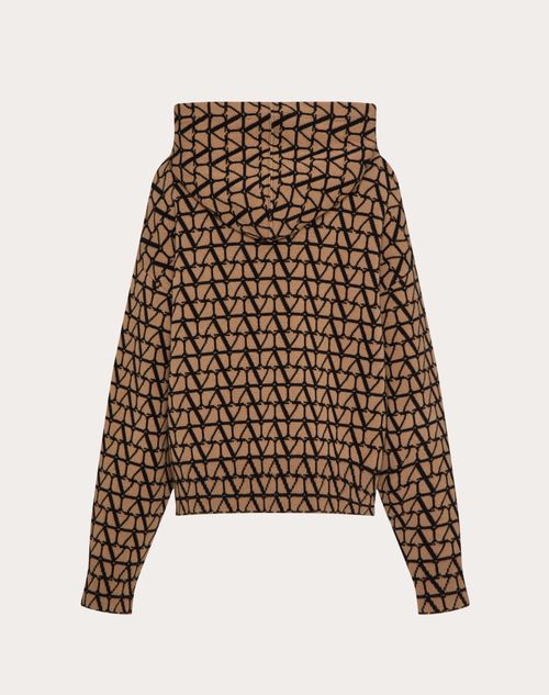 Valentino - Toile Iconographe Sweater In Wool And Jacquard - Camel/black - Woman - Knitwear
