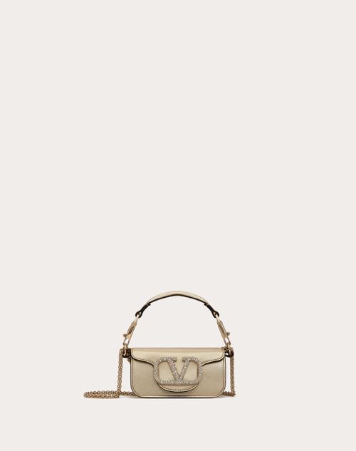 Valentino Garavani - Locò Micro Bag With Chain And Jewel Logo - Platinum/crystal - Woman - Mini Bags