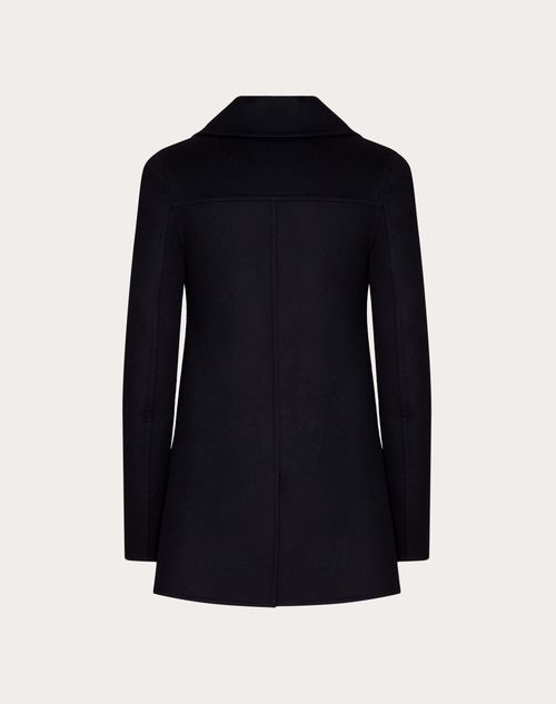 Valentino - Compact Drap Peacoat - Navy - Woman - Coats And Outerwear