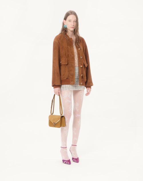 Valentino Garavani - Valentino Garavani Rockstud Small Shoulder Bag In Suede - Havana Beige - Woman - Shoulder Bags