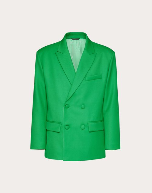 Valentino - Double-breasted Wool Jacket - Green - Man - Coats And Blazers
