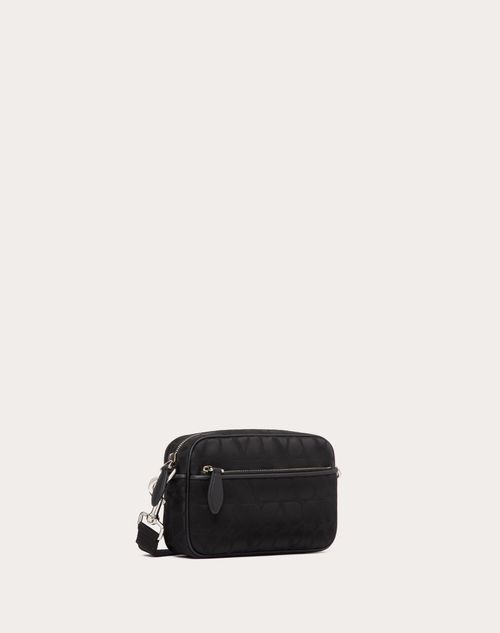 Valentino Garavani - Toile Iconographe Shoulder Bag In Technical Fabric With Leather Details - Black - Man - Shoulder Bags