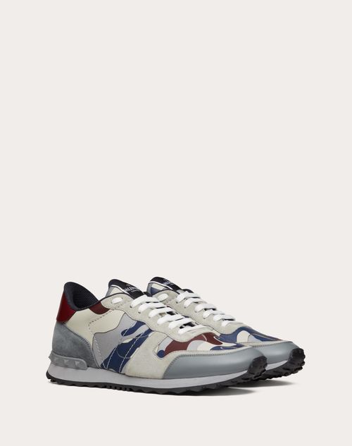 Ung huh Sølv Camouflage Rockrunner Sneaker for Man in Grey/cerise | Valentino US