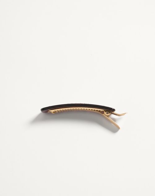 Valentino Garavani - Vlogo Signature Hair Clip In Resin, Metal And Swarovski® Crystals - Brown - Woman - Hair Accessories