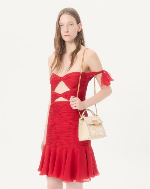 Valentino Garavani - Valentino Garavani Mini Vsling Embroidered Handbag With Jewel Logo - Butter - Woman - Top Handle Bags