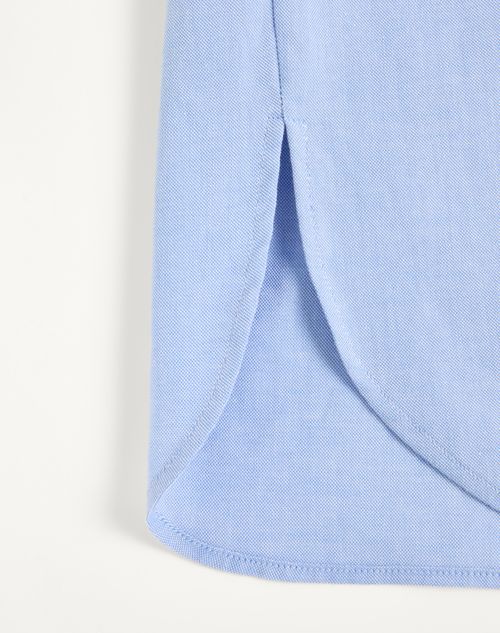 Valentino - Oxford Cotton Polo Shirt - Azure - Man - Shirts
