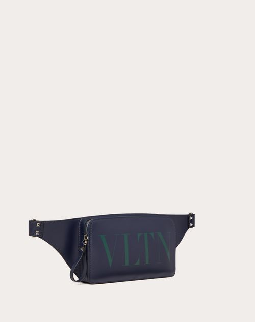 Leather Vltn Belt Bag for Man in Black/white | Valentino US Leather Vltn Belt Bag for Man in Black/white | Valentino US