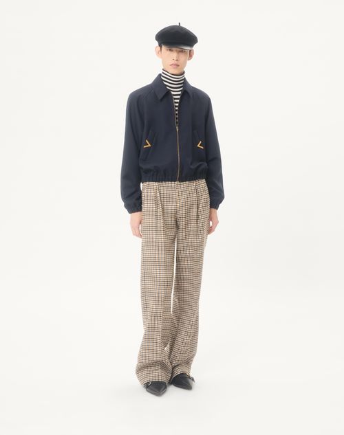 Valentino - Valentino Nylon Bomber With Vgold On Side Pockets - Navy - Man - Outerwear