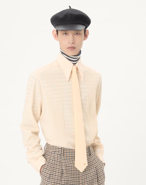 Valentino Garavani - Valentie Silk Tie With Vlogo Signature Detail - Butter/gold - Man - Ties