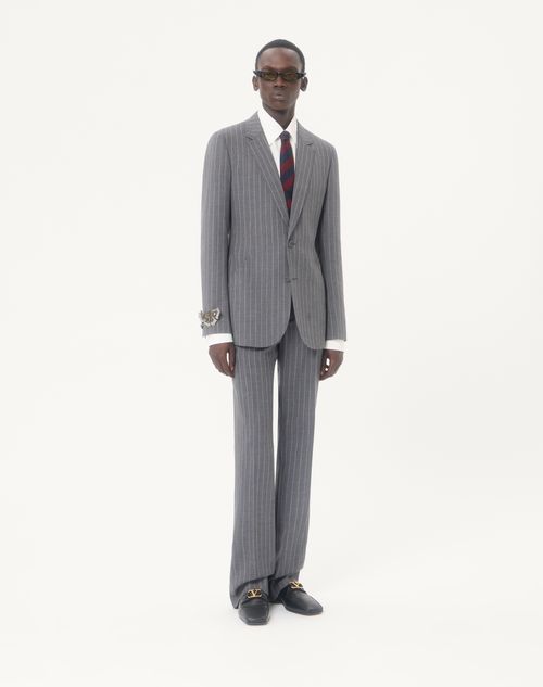 Valentino - Valentino Wool Pinstripe Trousers - Grey - Man - Pants And Shorts