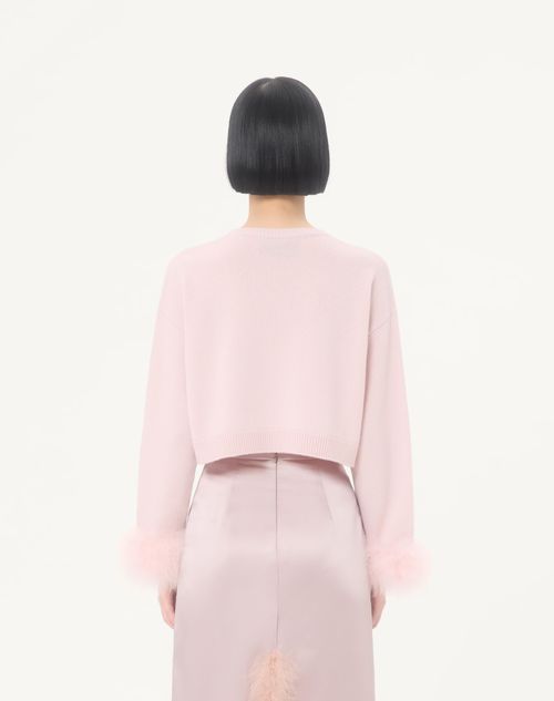 Valentino - Cashmere Sweater With Feathers - Pink - Woman - Knitwear
