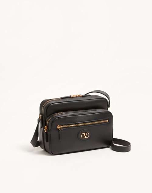 Valentino Garavani - Valentino Garavani Antibes Calfskin Shoulder Bag - Black - Man - Shoulder Bags