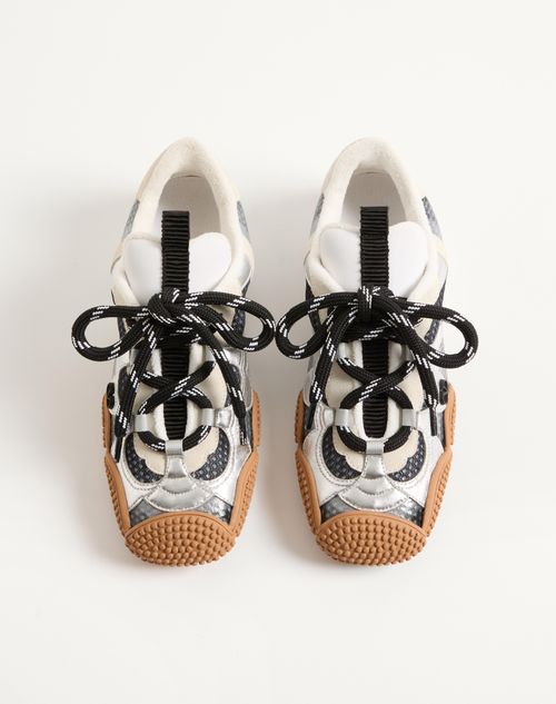 Valentino Garavani - Amphibia Sneaker In Rubberised Calfskin And Laminated Nappa - Black - Woman - Trainers